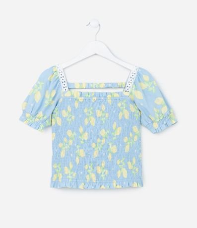 Blusa Infantil en Viscolino con Estampa Limones - Talle 5 a 14 años