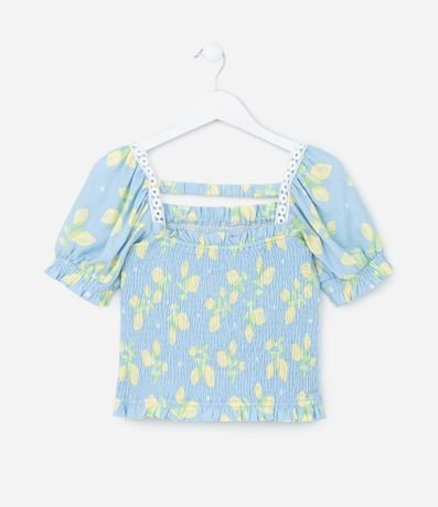 Blusa Infantil en Viscolino con Estampa Limones - Talle 5 a 14 años 2