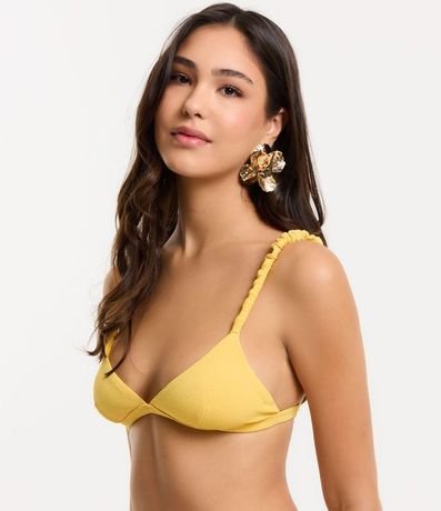 Bikini Top Triángulo Texturizado con Breteles Fruncidos 1