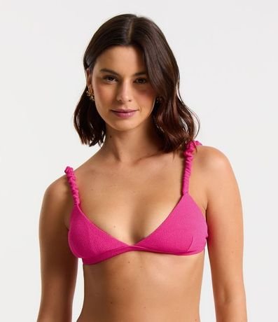 Bikini Top Triángulo Texturizado con Breteles Fruncidos 1