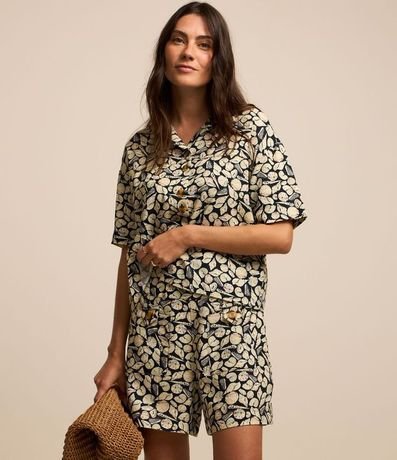 Short Tiro Alto Sastrería en Viscolino con Estampa Fondo del Mar 2