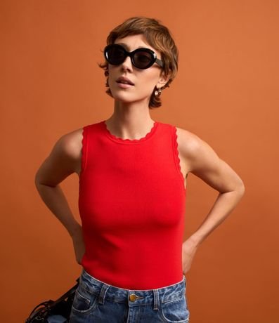 Blusa Musculosa de Punto com Detalle en las Sisas 2
