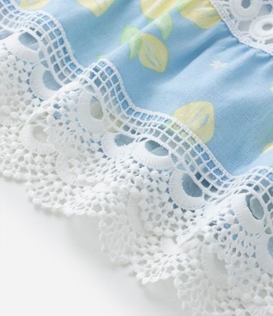 Pollera Infantil con Detalles en Encaje y Estampa Limones - Talle 5 a 14 años 3