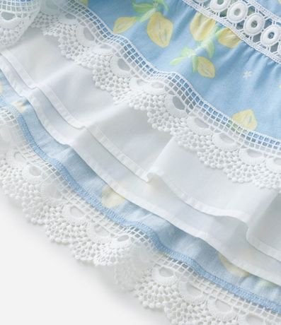 Pollera Infantil con Detalles en Encaje y Estampa Limones - Talle 5 a 14 años 4