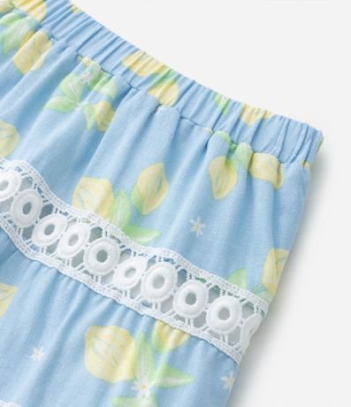 Pollera Infantil con Detalles en Encaje y Estampa Limones - Talle 5 a 14 años 5