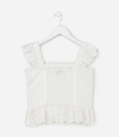 Blusa Infantil en Tricolina con Asa de Broderie - Talle 5 a 14 años 2