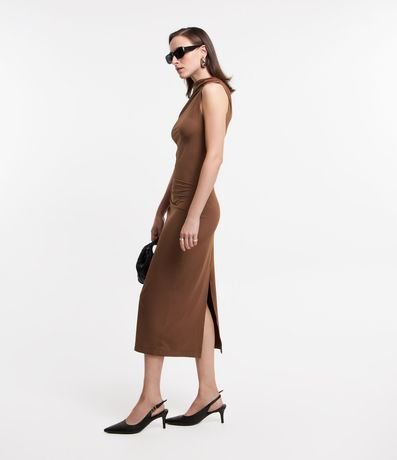 Vestido Tubo Midi en Poliamida con Detalles Drapeados 4