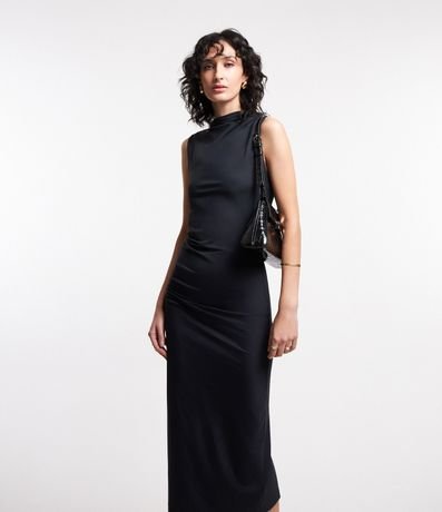 Vestido Tubo Midi en Poliamida con Detalles Drapeados 2