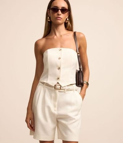 Bermuda Sastrería con Pliegues y Cierre Traspasado 2