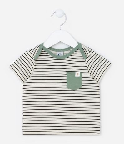 Conjunto Infantil en Algodón con Bolsillo y Estampa de Rayas - Talle 0 a 18 meses 2