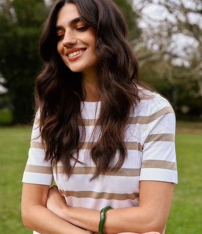 Blusa de Punto con Estampa a Rayas