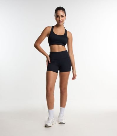 Bermuda Deportiva en Poliamida con Cintura Plegada con Textura