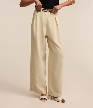 Pantalón Wide Leg Sastrería con Cinturón de Hebilla Diferenciada