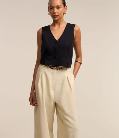 Pantalón Wide Leg Sastrería con Cinturón de Hebilla Diferenciada 2