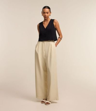 Pantalón Wide Leg Sastrería con Cinturón de Hebilla Diferenciada 3