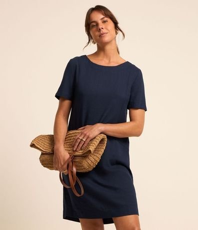 Vestido T-shirt en Viscolino con Bolsillos Laterales 1
