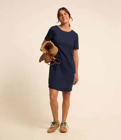 Vestido T-shirt en Viscolino con Bolsillos Laterales 2