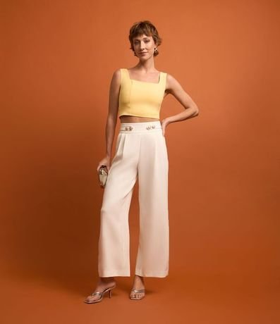 Blusa Cropped en Crepé con Breteles Anchos 2