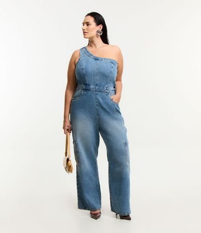 Mono Largo en Jeans con Hombro Único Curve & Plus Size