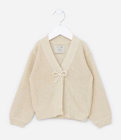 Cardigan Infantil en Punto con Moña - Talle 1 a 5 años
