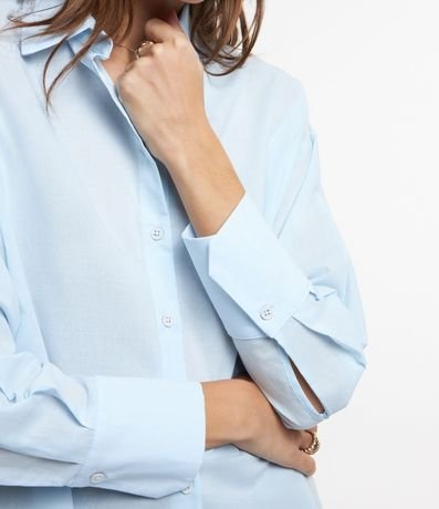 Camisa Oversized Manga Larga en Voile con Puño Largo