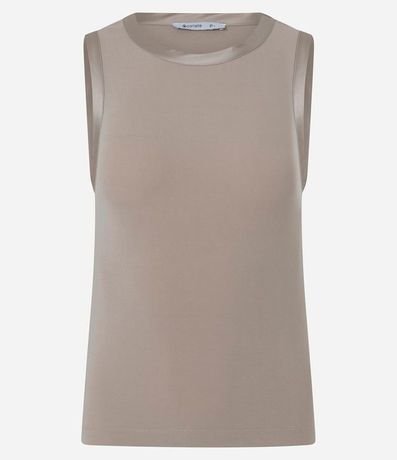 Blusa sin Manga en Punto de Viscosa con Detalle en Satén 5