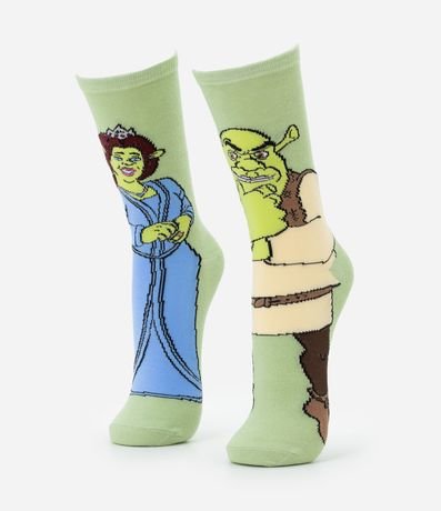 Media Caña Larga en Algodón con Estampa Shrek & Fiona