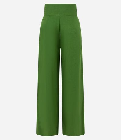 Pantalón Pantalona en Viscosa y Lino con Cintura Ancha y Botones con Abalorios 6