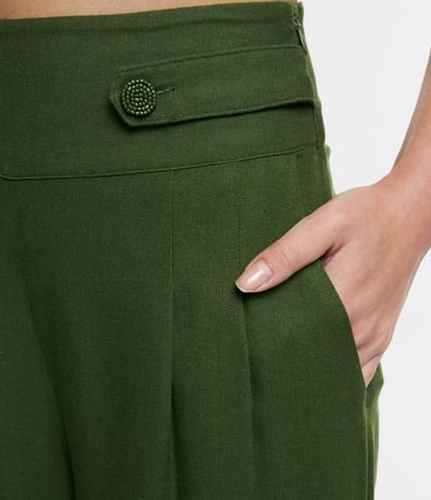 Pantalón Pantalona en Viscosa y Lino con Cintura Ancha y Botones con Abalorios 4