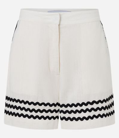 Short Corto en Viscosa y Lino con Olas Contrastantes en el Bajo 5