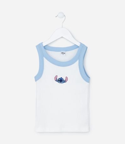 Musculosa Infantil Acanalada con Bordado Stitch en el Pecho - Talle 5 a 14 años