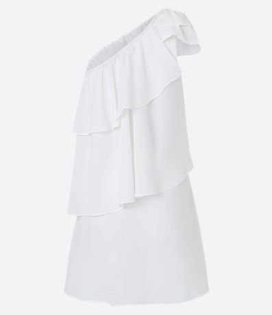 Vestido de um Hombro Solo en Chiffon con Volados 6