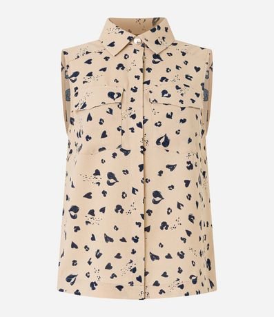 Camisa Airflow sin Manga y Cuello con Estampa Animal Print con Corazones 4