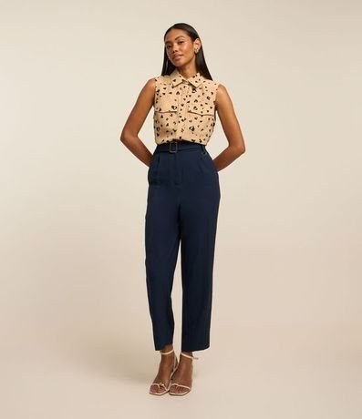 Camisa Airflow sin Manga y Cuello con Estampa Animal Print con Corazones 2