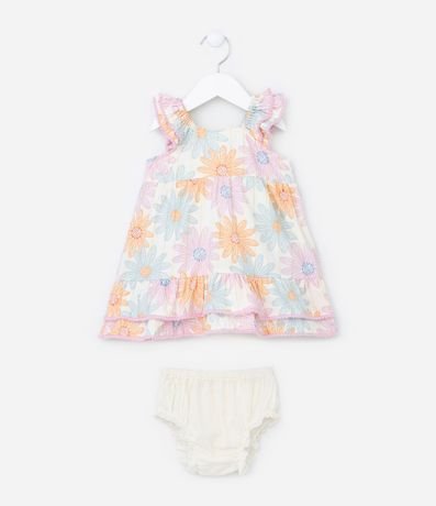 Vestido Infantil en Tricolina con Estampa Floral - Talle 3 a 18 meses