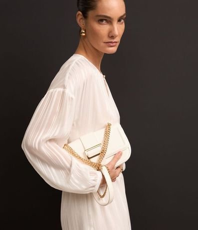 Blusa en Chiffon con Manga 3/4 y Hilo Teñido Metalizado 5