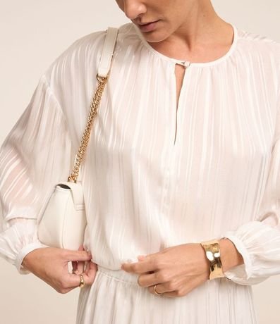 Blusa en Chiffon con Manga 3/4 y Hilo Teñido Metalizado 3