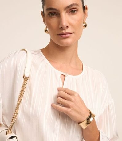 Blusa en Chiffon con Manga 3/4 y Hilo Teñido Metalizado 4