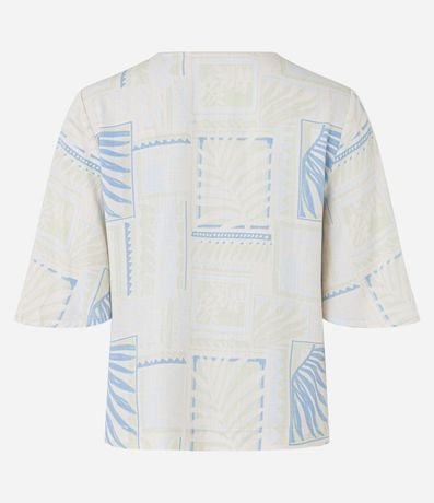Blusa en Viscosa con Abalorio en el Cuello y Follajes Estampados 6
