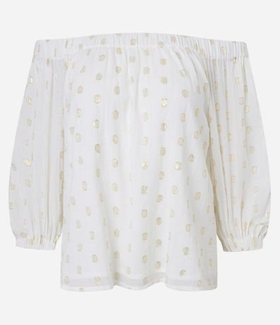 Blusa Hombro a Hombro en Tricolina de Lunares en Foil 13