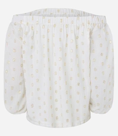 Blusa Hombro a Hombro en Tricolina de Lunares en Foil 17