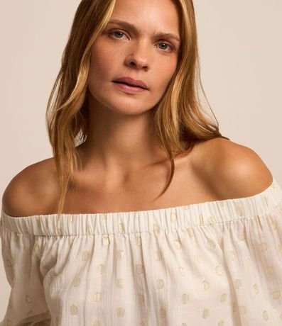 Blusa Hombro a Hombro en Tricolina de Lunares en Foil 3