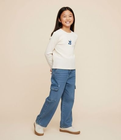 Pantalón Cargo en Jeans con Bolsillo Lateral - Talle 5 a 14 años