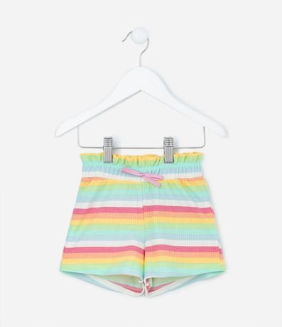 Short Clochard Infantil Acanalado con Estampa Rayada - Talle 1 a 5 años