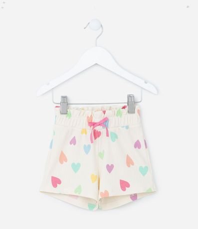 Short Clochard Infantil Acanalado con Estampa de Corazones - Talle 1 a 5 años