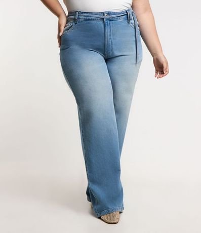 Pantalón Wide Leg en Jeans Dirty con Cintura Mediana Curve & Plus Size 2