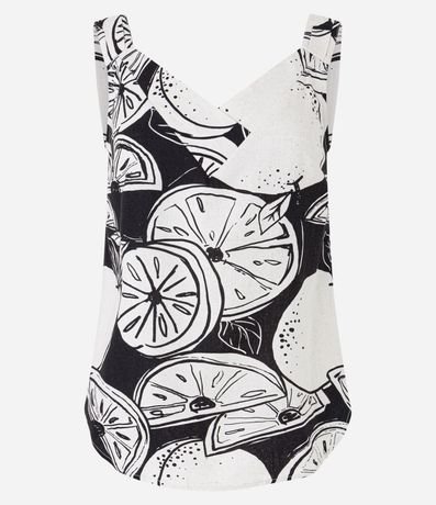 Blusa Sin Manga en Viscolino con Limones Estampados 4