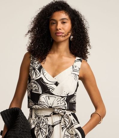 Blusa Sin Manga en Viscolino con Limones Estampados 1