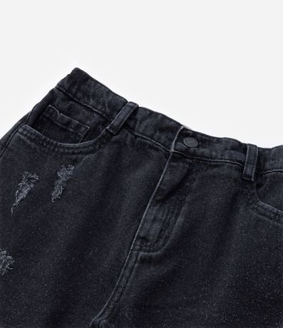Short Cintura Alta Infantil en Jeans con Purpurina - Talle 5 a 14 años 5