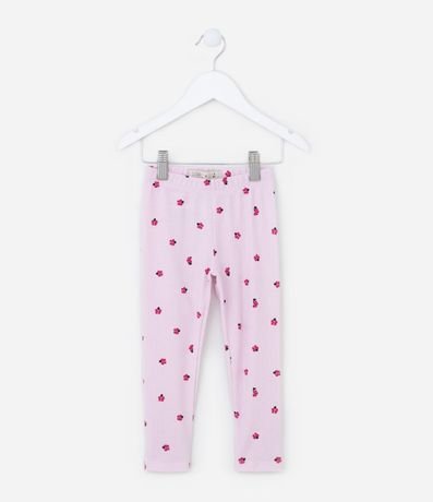 Pantalón Legging Infantil Acanalada con Estampado de Mariquita - Talle 1 a 5 años